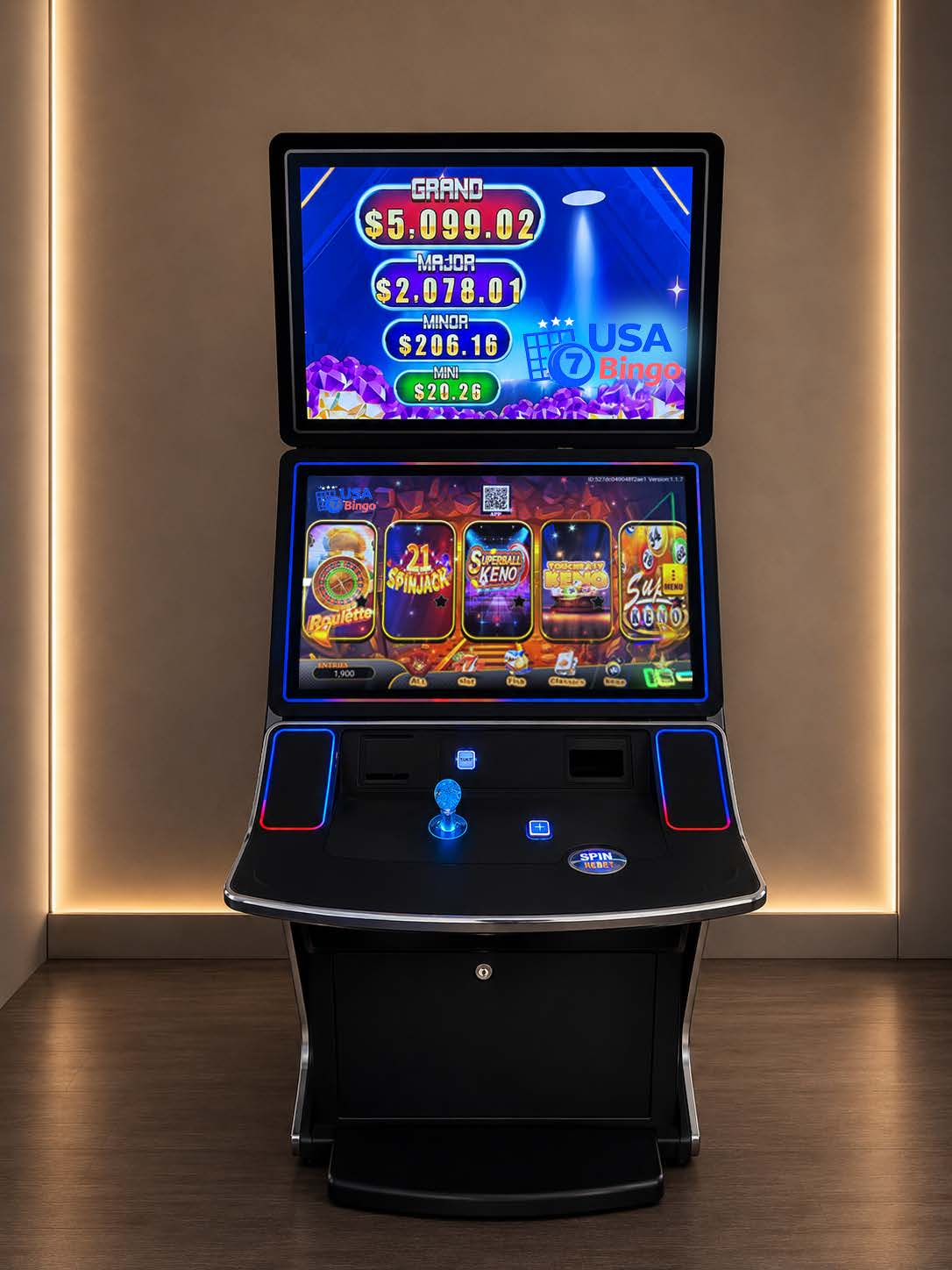 Dual-Screen Platform running USA Bingo configuration